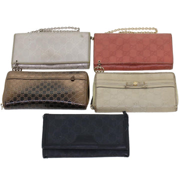 GUCCI GG Canvas Long Wallet Leather 5Set Beige Red black fm2478