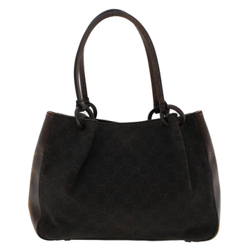 GUCCI GG Canvas Tote Bag Canvas Leather Dark Brown fm2491