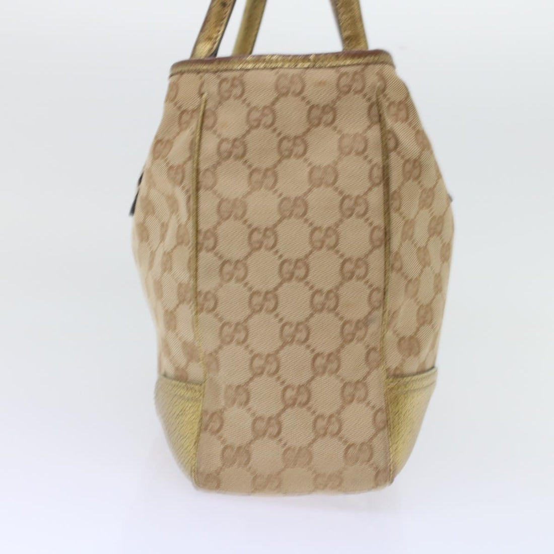 GUCCI GG Canvas Tote Bag Beige Gold Tone 163805 fm2594