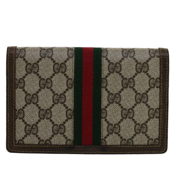 GUCCI GG Canvas Web Sherry Line Pouch PVC Leather Beige Red Green fm2634