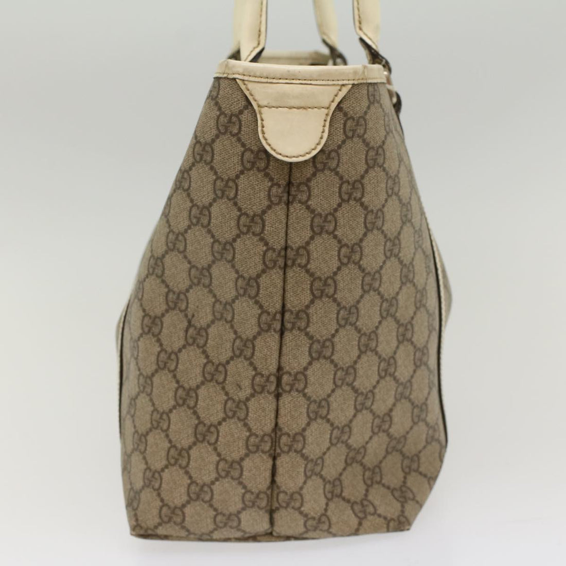 GUCCI GG Canvas Tote Bag PVC Leather Beige White 197953 fm2653