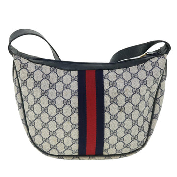 GUCCI GG Canvas Sherry Line Shoulder Bag PVC Leather Gray Navy Red fm2737