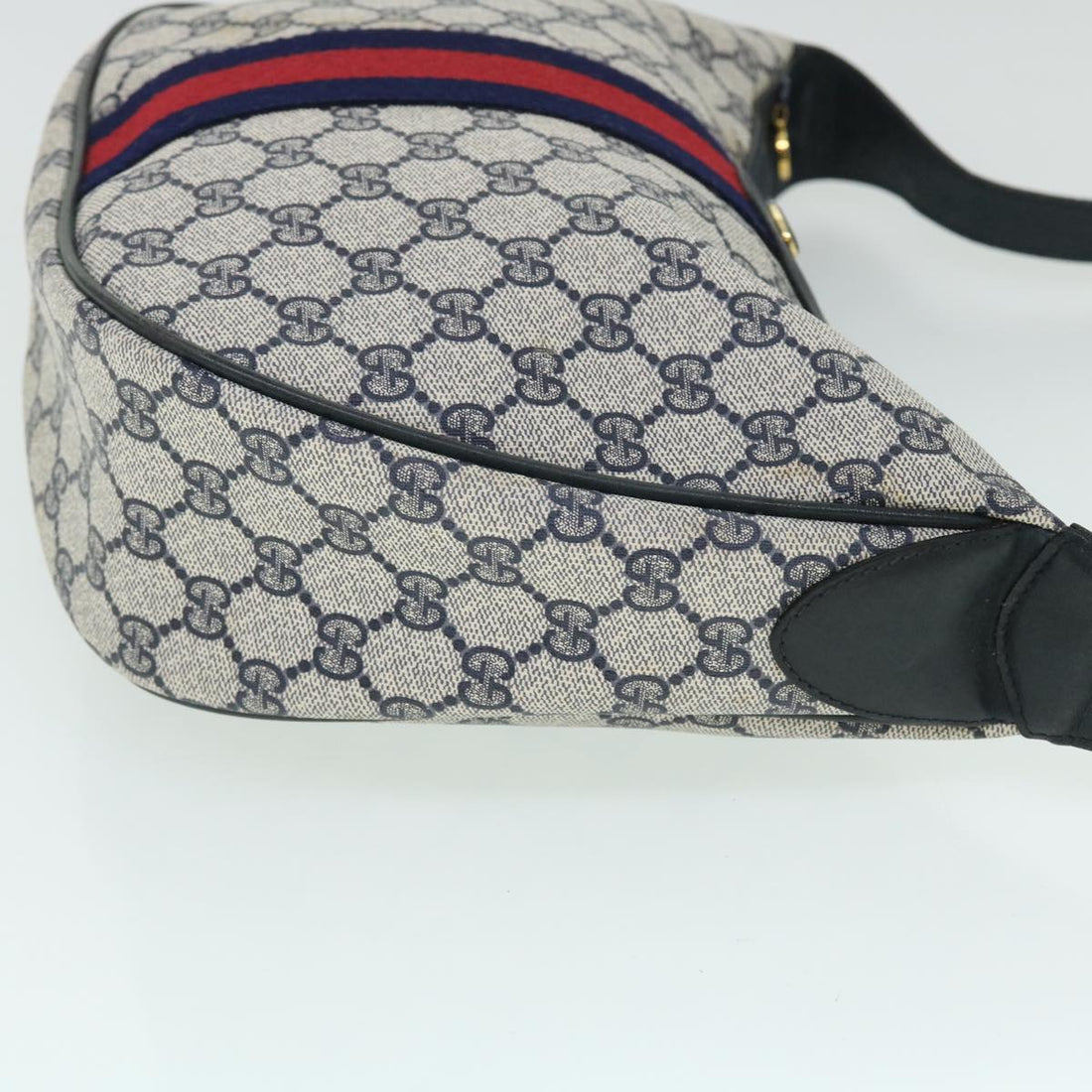 GUCCI GG Canvas Sherry Line Shoulder Bag PVC Leather Gray Navy Red fm2737
