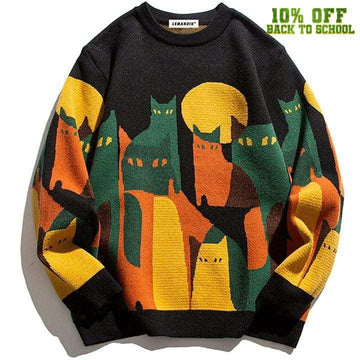 Makersluxe® Japanese Knitted Sweater Abstract Cat