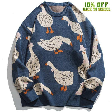 Makersluxe® Knitted Sweater Full Goose Print
