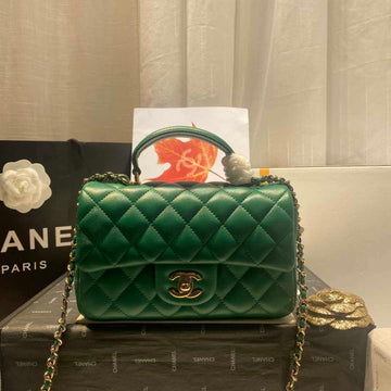 Makersluxe - Flap Bag with top Handle Green