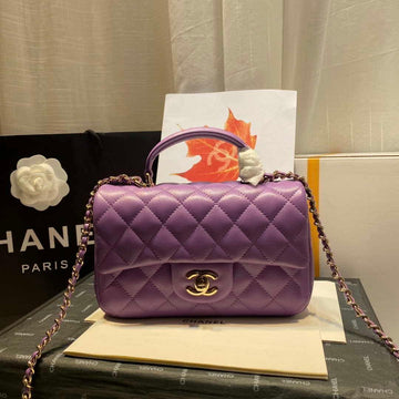 Makersluxe - Flap Bag with top Handle Purple