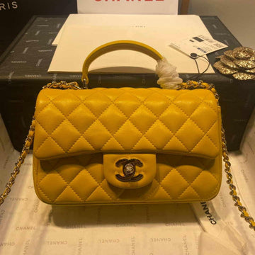 Makersluxe - Flap Bag with top Handle Yellow