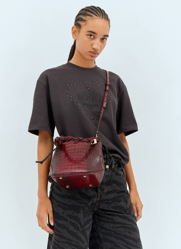Ganni Women Bou Croc Embossed Bucket Bag