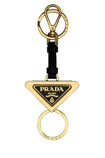 PRADA Mini Metal and Leather Key Ring