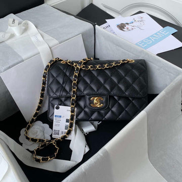 Makersluxe - Classic Flap Handbag Grained Calfskin Black