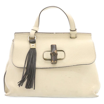 GUCCI Bamboo Turn Lock 2Way Hand Bag White am1235g