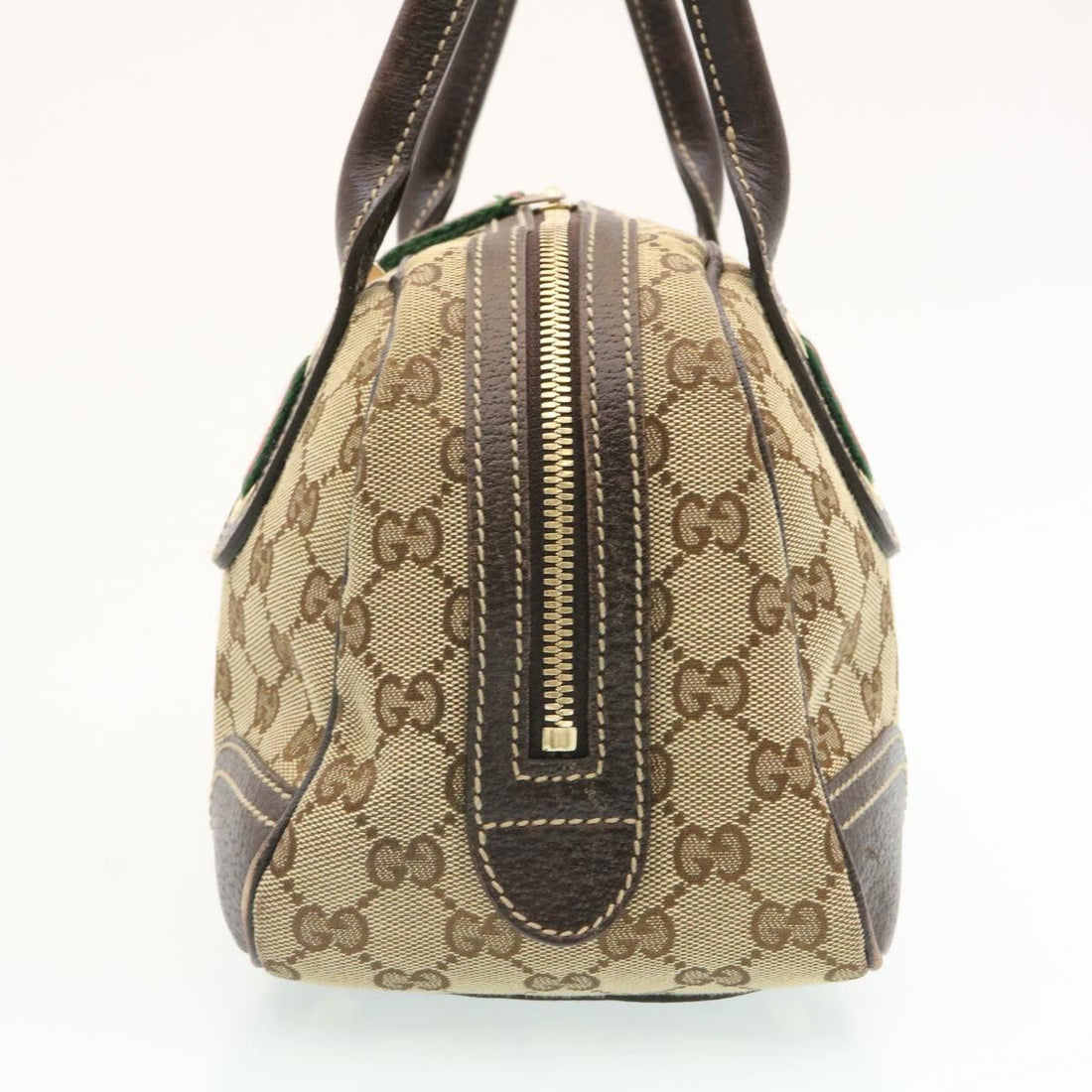 GUCCI GG Canvas Sherry Line Shoulder Bag Brown Red Green am1564g
