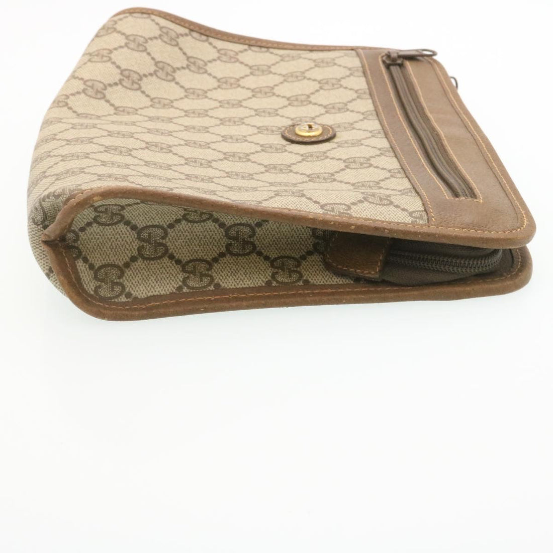 GUCCI GG Canvas Clutch Bag PVC Leather Beige am2188g