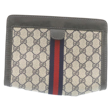 GUCCI Sherry Line GG Canvas Clutch Bag Navy Red am2201g