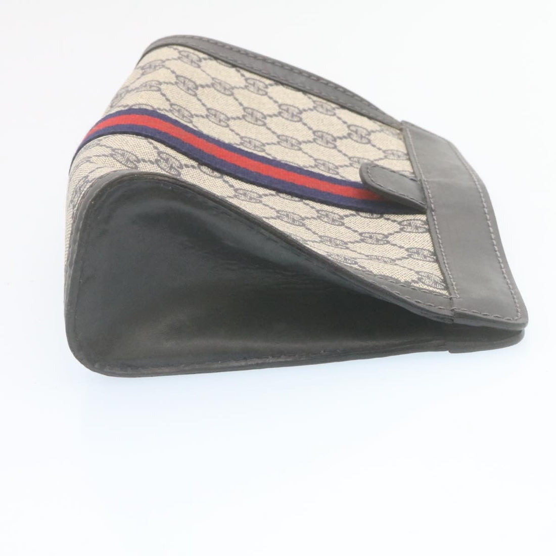 GUCCI Sherry Line GG Canvas Clutch Bag Navy Red am2201g