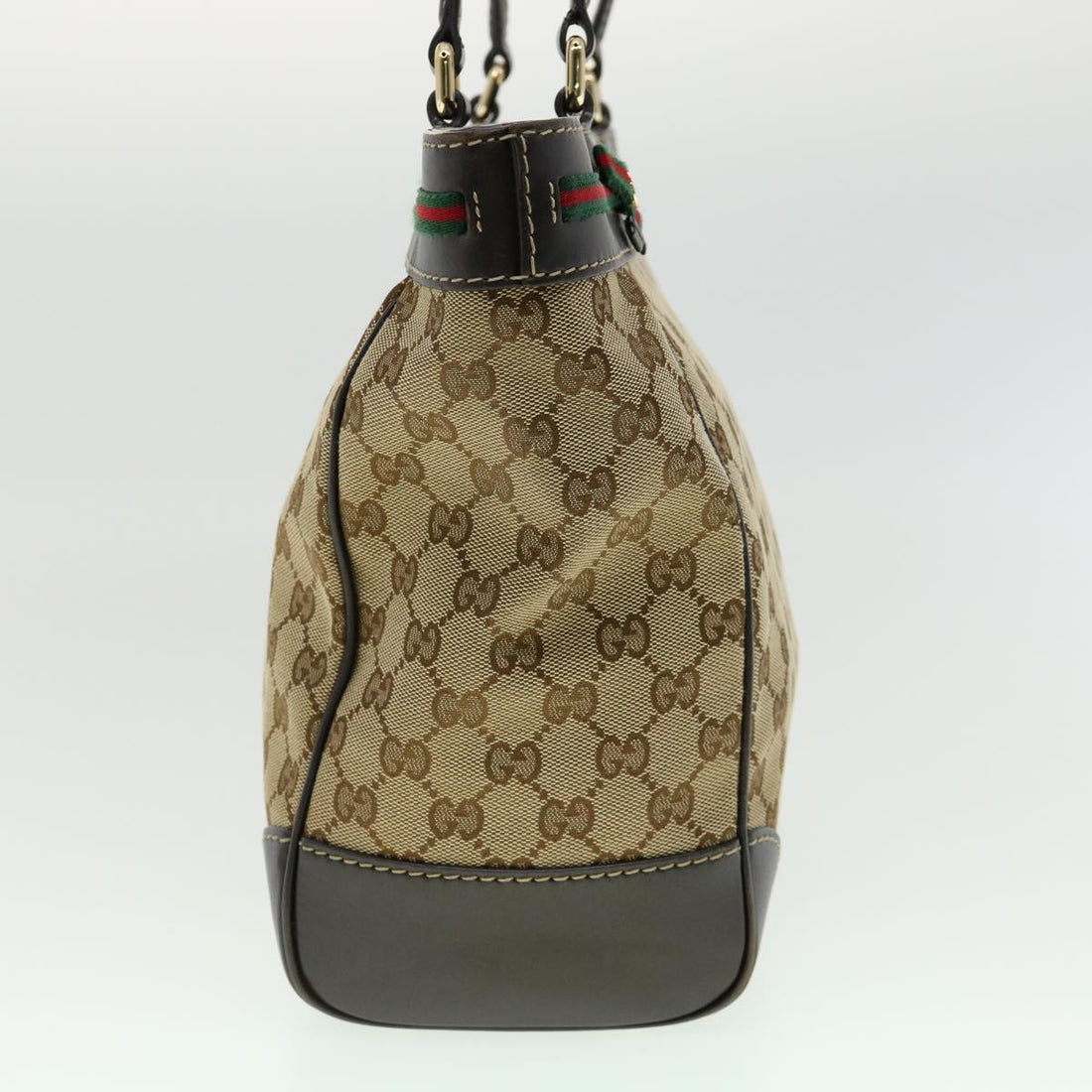 GUCCI Web Sherry Line GG Canvas Tote Bag Beige Green Red am2786g