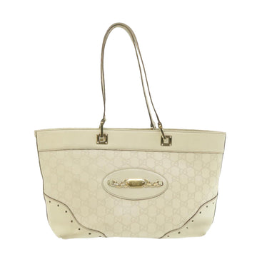 GUCCI Guccissima GG Canvas Tote Bag Leather White 145993213317 am692g