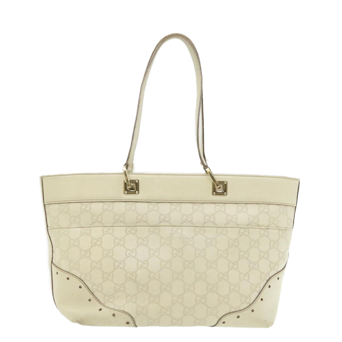 GUCCI Guccissima GG Canvas Tote Bag Leather White 145993213317 am692g