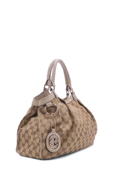 GG Canvas Sukey Boston Bag White