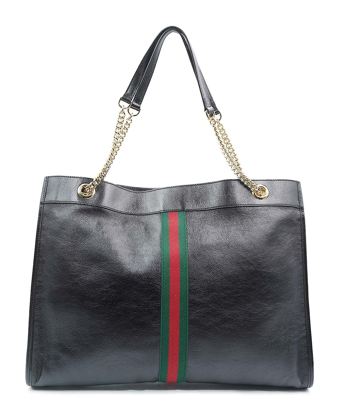 Maxi Rajah Chain Tote Leather Bag Black