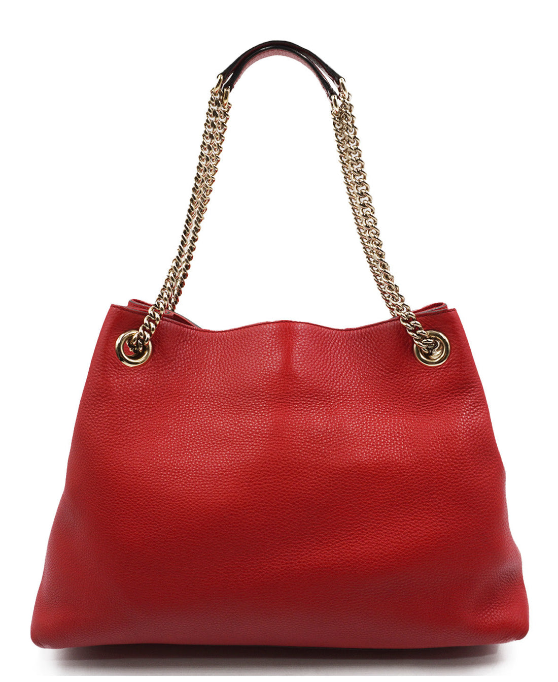 Red Pebbled Leather Soho Chain Tote Bag Red