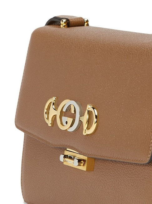 Gucci Women Zumi Small Brown Textured Leather Shoulder Bag