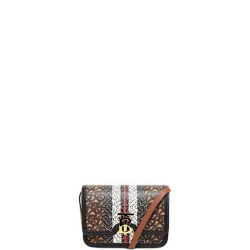 Makersluxe - Brown TB-print Canvas And Leather Bag