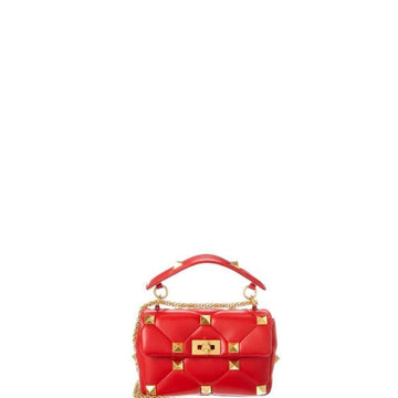 Makersluxe - Rivet Shoulder Bag With Chain Red