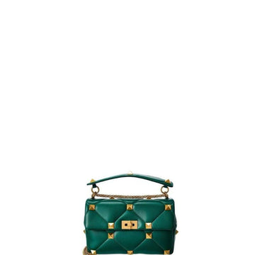 Makersluxe - Rivet Shoulder Bag With Chain Green