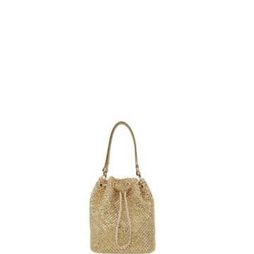 Makersluxe - Mini Crystal-embellished Satin Bucket Bag Gold