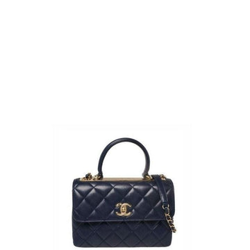 Makersluxe - Flap Bag With Top Handle Dark Blue