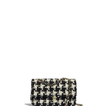 Makersluxe - Tweed Double Flap Bag White/Black
