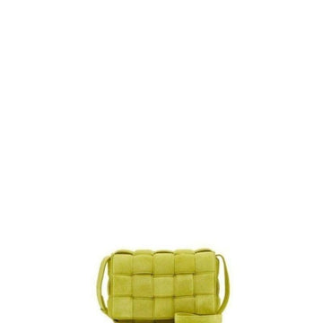 Makersluxe - Suede Shoulder Bag Yellow Green