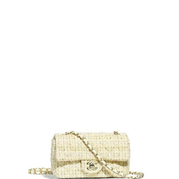 Makersluxe - Tweed Double Flap Bag White/Gold