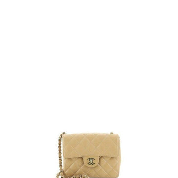 Makersluxe - Caviar Mini Square Flap Bag Beige