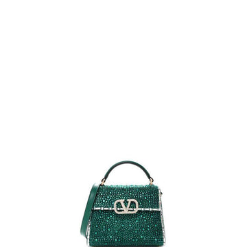 Makersluxe - Crystal Mini Sequin Top Handle Bag Green
