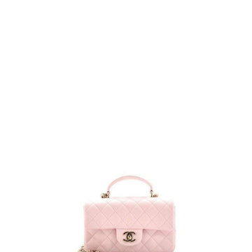 Makersluxe - Flap Bag With Top Handle Light Pink