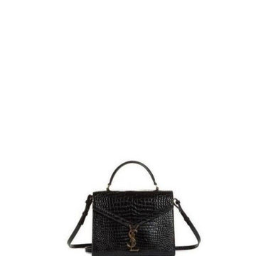 Makersluxe - Cassandra Medium Top Handle Bag Black Croc