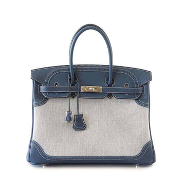 Hermès Ghillies Birkin 35 Blue Bag PHW