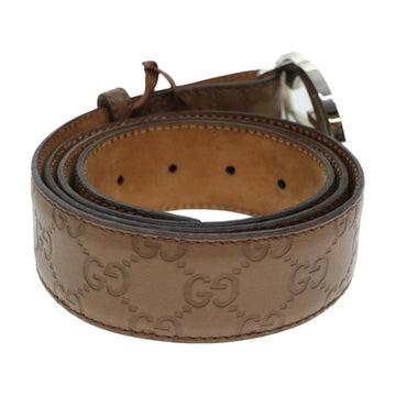 GUCCI GG Canvas Belt Leather 36.2""-43.3"" Brown 114984 hk727