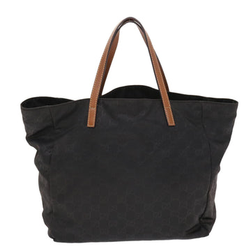 GUCCI GG Canvas Tote Bag Nylon Leather Black Brown 282439 hk770