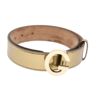 GUCCI Belt Leather 29.9""-33.1"" Gold Tone hk796