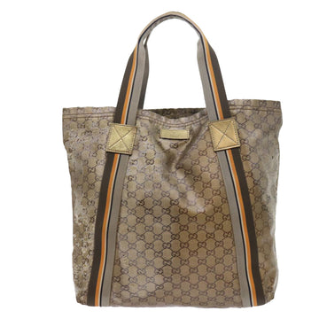 GUCCI GG Crystal Canvas Tote Bag Coated Canvas Gold Tone hk836