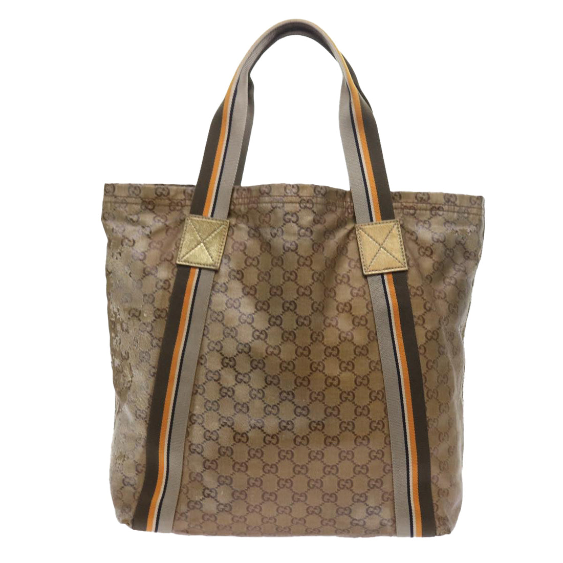 GUCCI GG Crystal Canvas Tote Bag Coated Canvas Gold Tone hk836