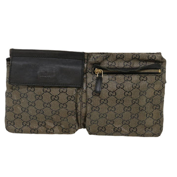 GUCCI GG Canvas Waist Bag Black Gold hs1094