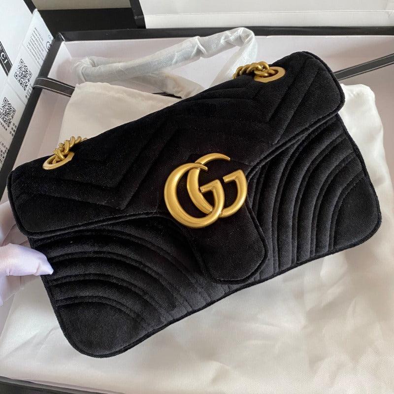 Makersluxe - Marmont Shoulder Bag Black Velvet