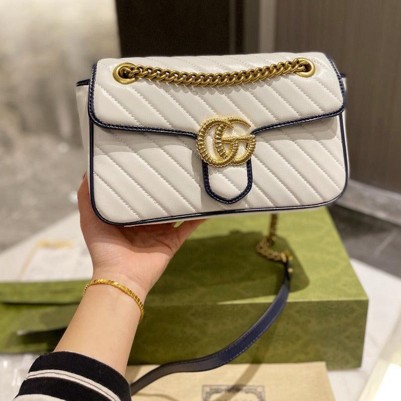 Makersluxe - Marmont Shoulder Bag White/Blue
