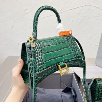 Makersluxe - Handbag Crocodile Embossed Dark Green