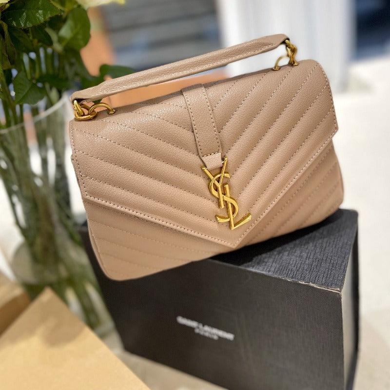 Makersluxe - Logo Plaque Shoulder Bag Beige